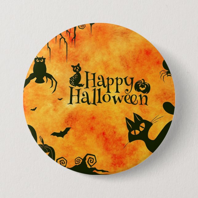 Happy Halloween Black Kitty Button (Vorderseite)