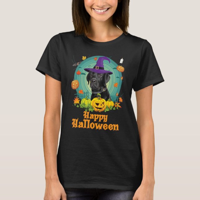 Happy Halloween Black Labrador Hund Pumpkin Hexe G T-Shirt (Vorderseite)