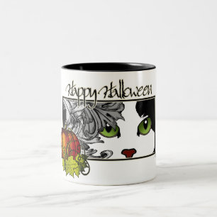 Happy Halloween Black 'n White Cat Zweifarbige Tasse