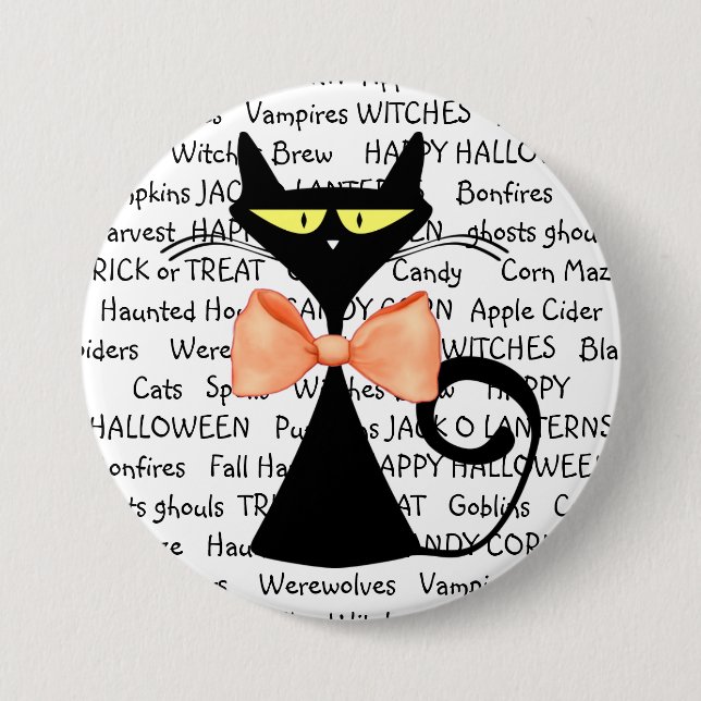 Happy Halloween Black Orange Bowtie Button (Vorderseite)