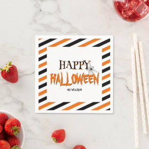 Happy Halloween Black Orange Party Paper Serviette