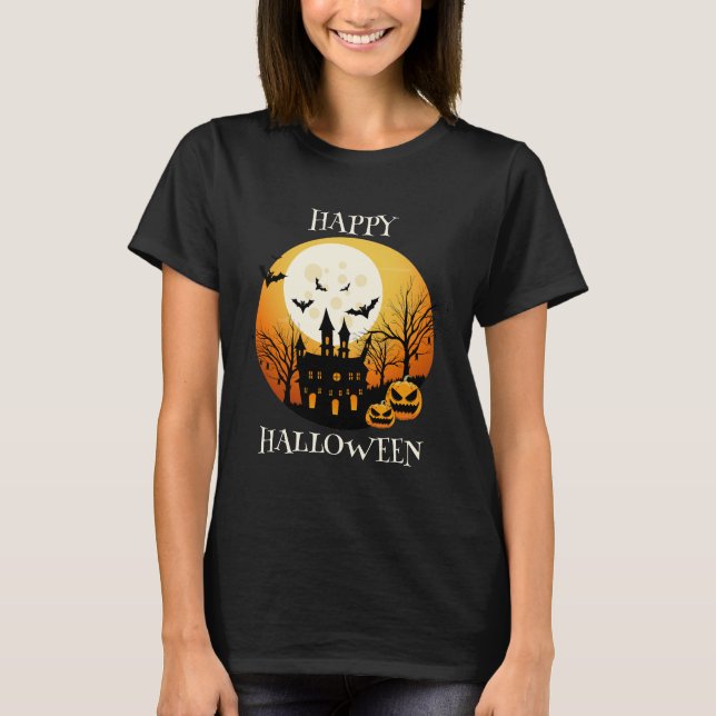 Happy Halloween Black Orange T-Shirt (Vorderseite)
