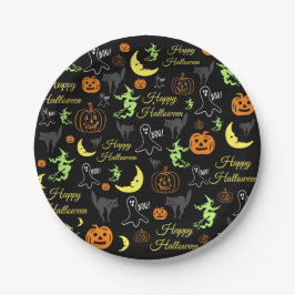 Happy Halloween Black Pattern Pappteller