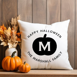 Happy Halloween Black Pumpkin Family Monogram Kissen