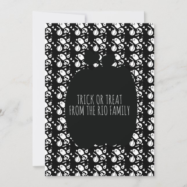 Happy Halloween Black Pumpkin Skull Pattern Card (Vorderseite)