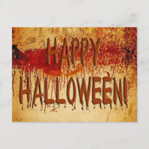 Happy Halloween Blood Stained Wall Postcard Postkarte