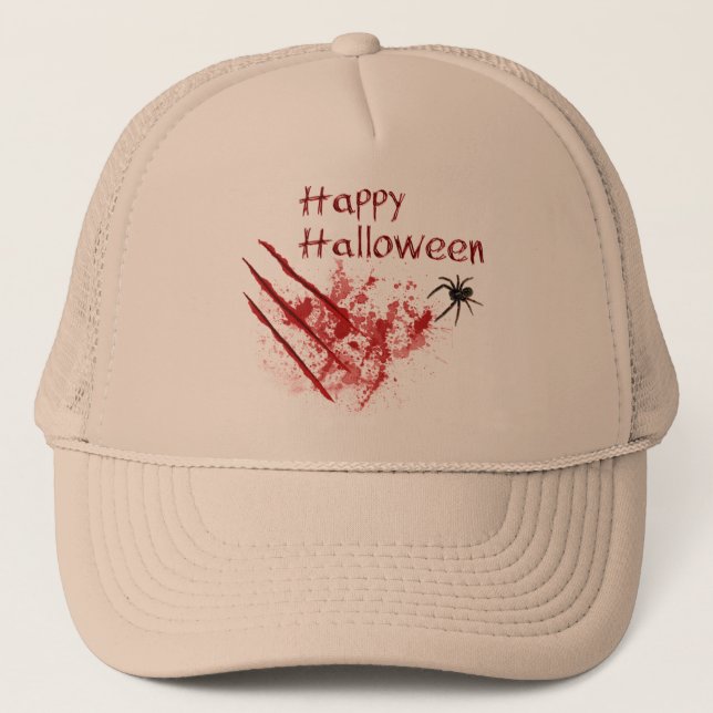 Happy Halloween Bloody Scratches Truckerkappe (Vorderseite)