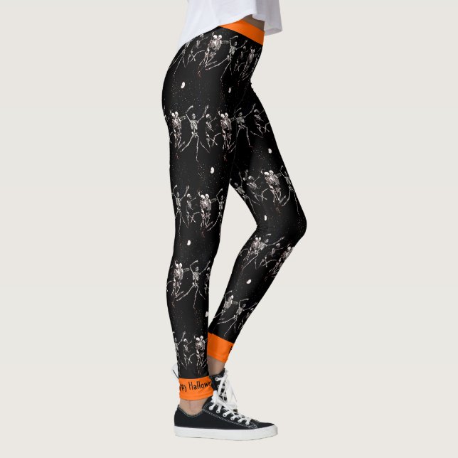 Happy Halloween Bone Tanzen Skelette Leggings (Rechts)