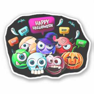Happy Halloween Boo, 3D Characters Set Aufkleber