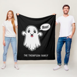 Happy Halloween Boo Ghost Custom Familienname Blac Fleecedecke
