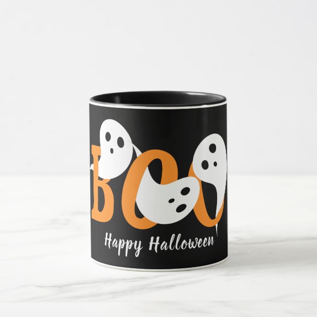 Happy Halloween Boo Ghosts Black Tasse (Zentrum)