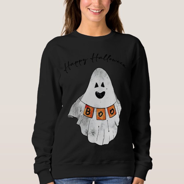 HAPPY HALLOWEEN Boo Sheet Ghost Halloween Sweatshirt (Vorderseite)