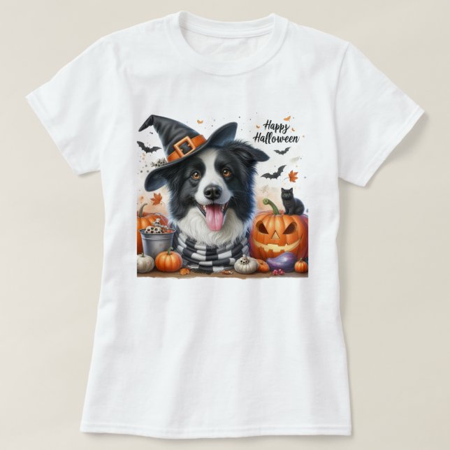 Happy Halloween Border Collie Dog Liebhaber T-Shirt (Design vorne)