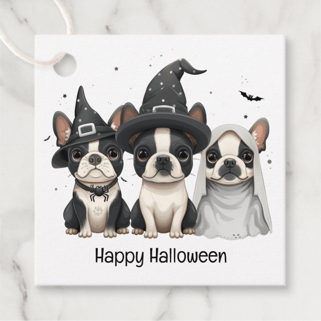 Happy Halloween Boston Terrier Dogs Geschenkanhänger (Vorderseite)