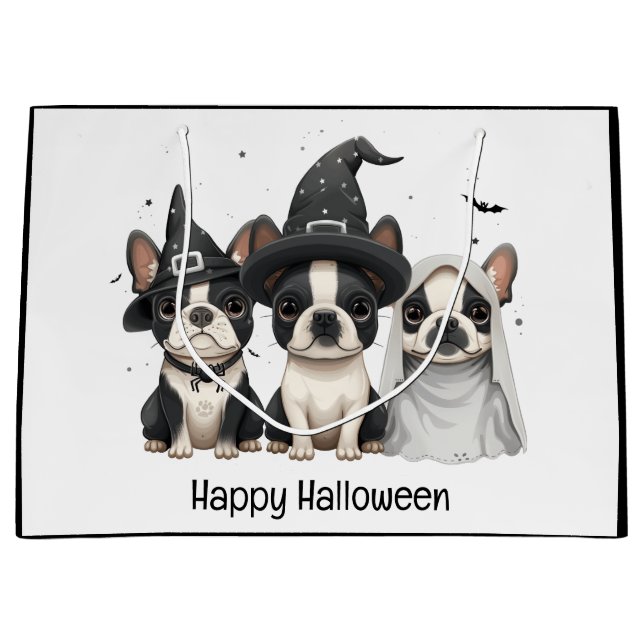 Happy Halloween Boston Terrier Dogs Große Geschenktüte (Vorderseite)