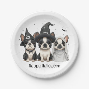 Happy Halloween Boston Terrier Dogs Pappteller
