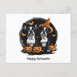 Happy Halloween Boston Terrier Dogs Postkarte