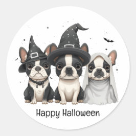 Happy Halloween Boston Terrier Dogs Runder Aufkleber