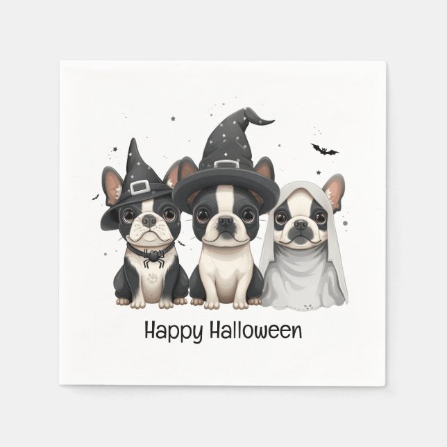 Happy Halloween Boston Terrier Dogs Serviette (Vorderseite)