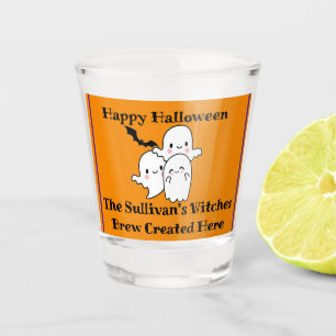 Happy Halloween Brew Ghost Bat Orange Schnapsglas