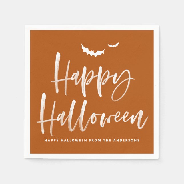 Happy Halloween Brush Lettering Burnt Orange Serviette (Vorderseite)