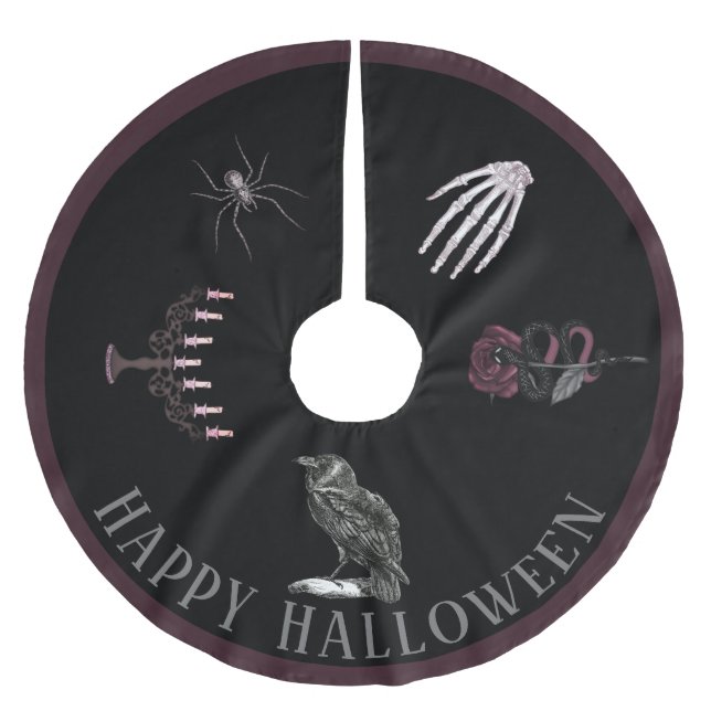 Happy Halloween Brushed Polyester Tree Skirt Weihnachtsbaumdecke (Vorderseite)