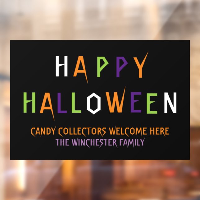 Happy Halloween bunte, lustige, lustige Gewohnheit Fensteraufkleber (Blatt 2)