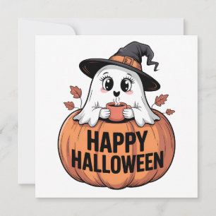 Happy Halloween Caffeine Ghost Halloween Karten