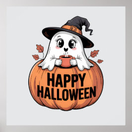 Happy Halloween Caffeine Ghost Poster