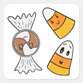 Happy Halloween Candies Quadratischer Aufkleber