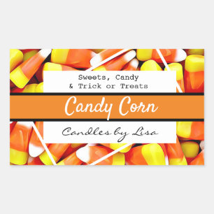 Happy Halloween Candle Corn Labels Rechteckiger Aufkleber