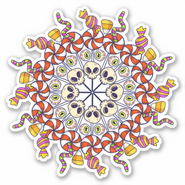 Happy Halloween Candy Collage Aufkleber (Vorderseite)