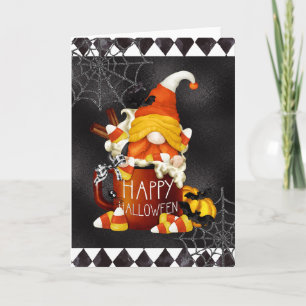 Happy Halloween Candy Corn Gnome Card Karte