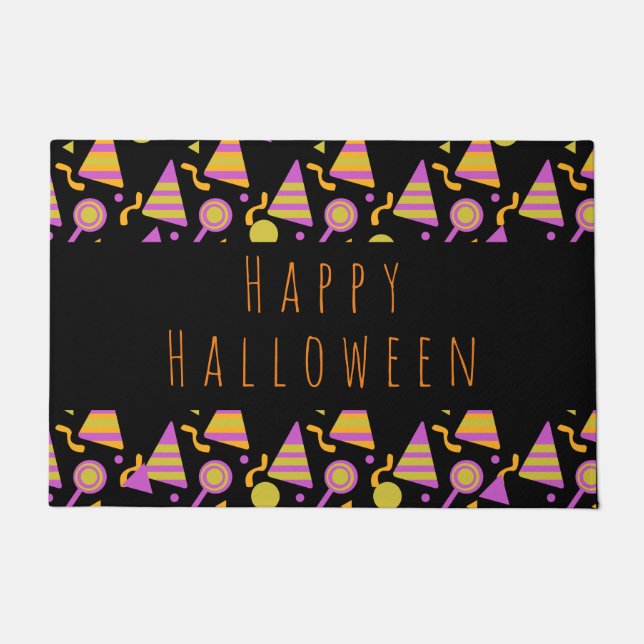 Happy Halloween Candy Neon Pattern Doormat Fußmatte (Vorderseite)