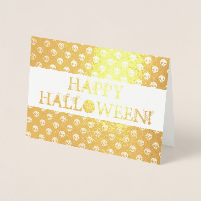 Happy Halloween Card mit Skull Pattern Folienkarte (Vorderseite)