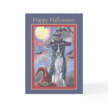 Happy Halloween Card, Ränder Collie Hund Zauberer