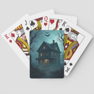 Happy Halloween Card - Spuk House Scene Spielkarten
