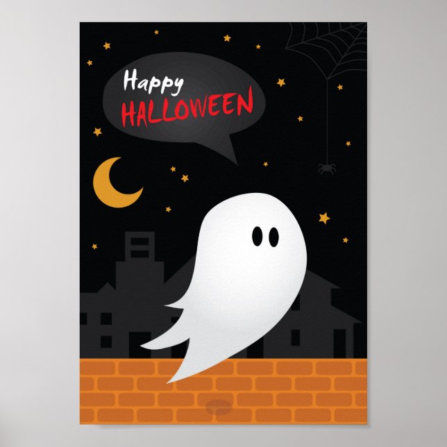 Happy halloween Cartoon Geisterstadt Poster (Vorne)