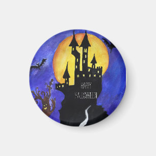 Happy Halloween Castle Klein, 3,2 cm Rundmagazin Magnet