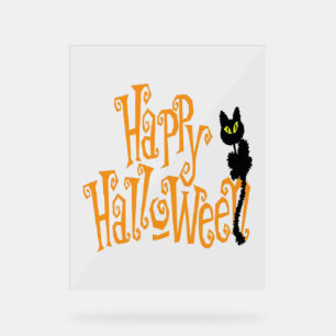 HAPPY HALLOWEEN CAT ACRYLSCHILD