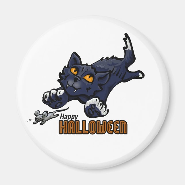 Happy Halloween Cat and Mouse Magnet (Vorne)