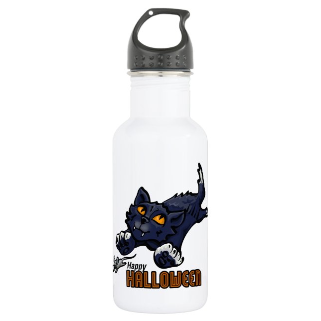 Happy Halloween Cat and Mouse Trinkflasche (Vorderseite)