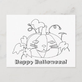 Happy Halloween Cat Face Coloring Geschenk Postkar Postkarte
