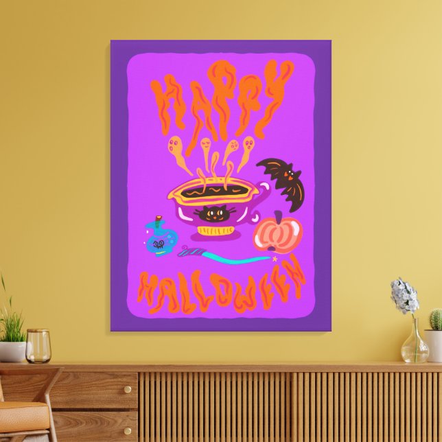 Happy Halloween Cat Lover Hexe Tasse Kaffee Leinwanddruck (Insitu (Wohnzimmer))
