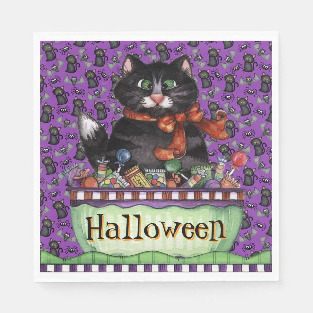 Happy Halloween Cat Napkins Serviette (Vorderseite)