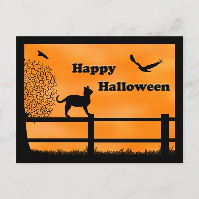 Happy Halloween Cat Post Card Postkarte (Vorderseite)