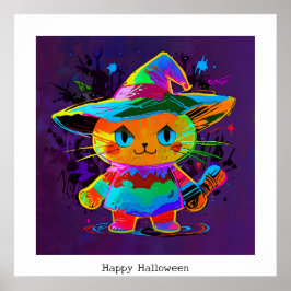 Happy Halloween Cat Poster