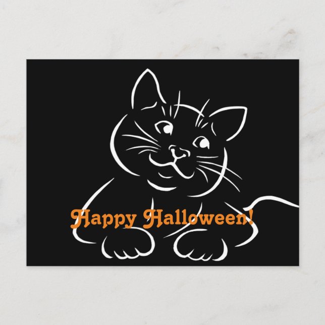 Happy Halloween Cat Postkarte (Vorderseite)