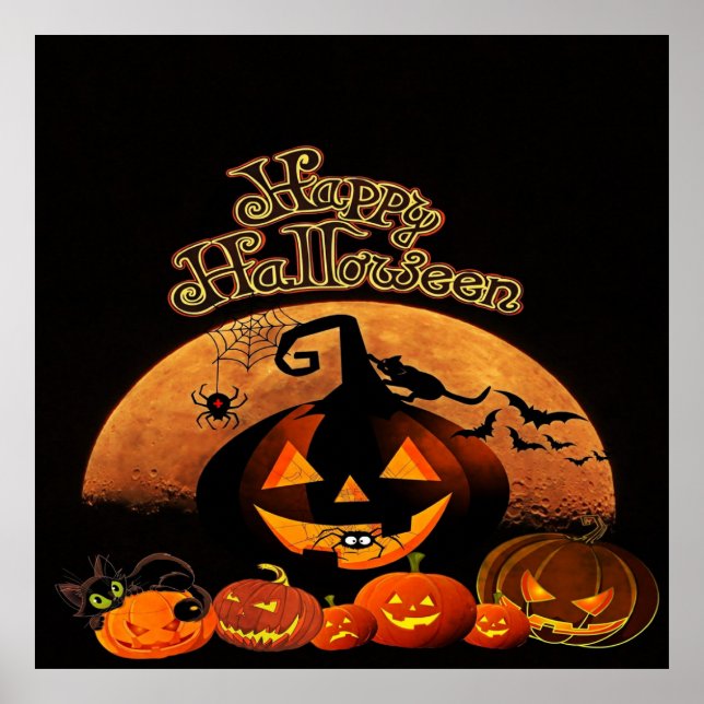 Happy Halloween Cat Pumpkin Poster (Vorne)