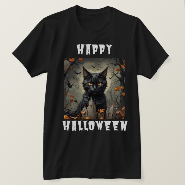 Happy Halloween Cat T-Shirt (Design vorne)